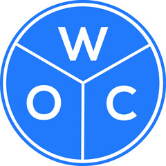 WOC letter logo design on white background. WOC  creative circle letter logo concept. WOC letter design.
