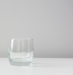 An empty transparent glass on the table