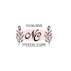 MC Initial letter handwriting and signature logo. Beauty vector initial logo .Fashion  boutique  floral and botanical