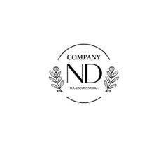 ND Beauty vector initial logo art  handwriting logo of initial signature, wedding, fashion, jewelry, boutique, floral