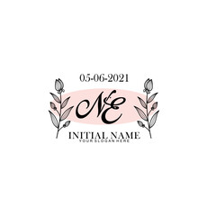 NE Initial letter handwriting and signature logo. Beauty vector initial logo .Fashion  boutique  floral and botanical