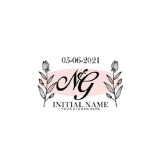 NG Initial letter handwriting and signature logo. Beauty vector initial logo .Fashion  boutique  floral and botanical