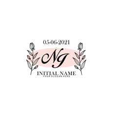 NI Initial letter handwriting and signature logo. Beauty vector initial logo .Fashion  boutique  floral and botanical