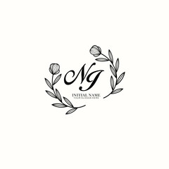NI Initial letter handwriting and signature logo. Beauty vector initial logo .Fashion  boutique  floral and botanical
