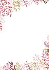 Obraz premium Botanical leaf frame background, pink