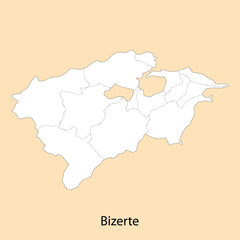 High Quality map of Bizerte is a region of Tunisia