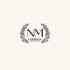Fototapeta premium NM Beauty vector initial logo art handwriting logo of initial signature, wedding, fashion, jewelry, boutique, floral