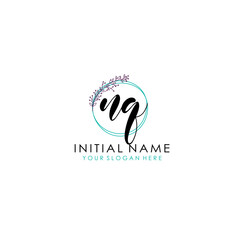 NQ Initial letter handwriting and signature logo. Beauty vector initial logo .Fashion  boutique  floral and botanical