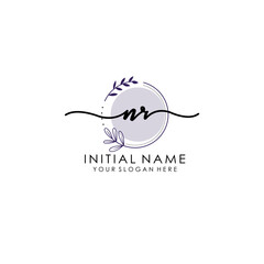 NR Luxury initial handwriting logo with flower template, logo for beauty, fashion, wedding, photography