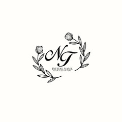 NT Initial letter handwriting and signature logo. Beauty vector initial logo .Fashion  boutique  floral and botanical
