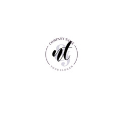 NT Initial letter handwriting and signature logo. Beauty vector initial logo .Fashion  boutique  floral and botanical