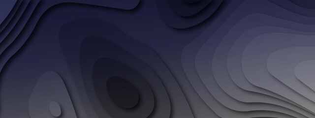 Luxury black abstract papercut background with 3d geometry circles and gold lines, abstract layout design for brochure and flyer, Paper art vector illustration,  Papercut multi layers 3D dark black.