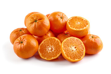 Tangerine or clementine, close-up, isolated on a white background.