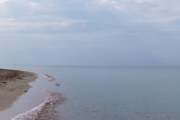 Soft blue ocean wave on the beach and soft wave background.
