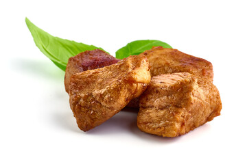 Beef stew, traditional homemade goulash, isolated on white background.