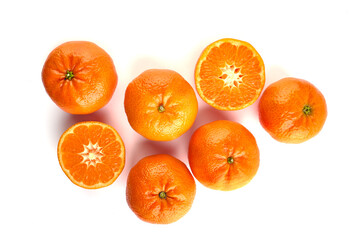 Tangerine or clementine, close-up, isolated on a white background.