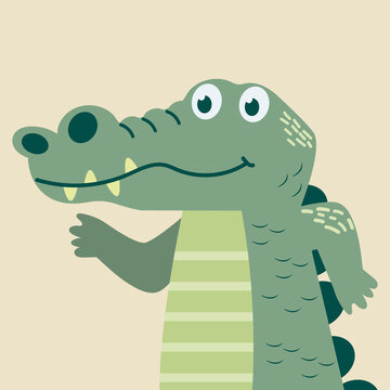 ute crocodile cartoon vector head