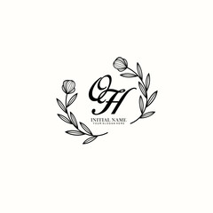 OH Initial letter handwriting and signature logo. Beauty vector initial logo .Fashion  boutique  floral and botanical