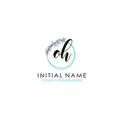 OH Initial letter handwriting and signature logo. Beauty vector initial logo .Fashion  boutique  floral and botanical