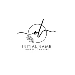OL Luxury initial handwriting logo with flower template, logo for beauty, fashion, wedding, photography