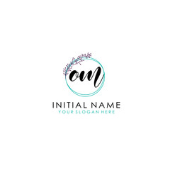 OM Initial letter handwriting and signature logo. Beauty vector initial logo .Fashion  boutique  floral and botanical