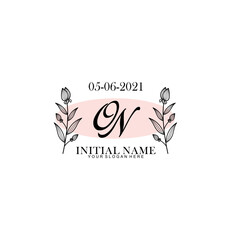 ON Initial letter handwriting and signature logo. Beauty vector initial logo .Fashion  boutique  floral and botanical