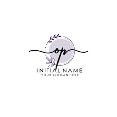 OP Luxury initial handwriting logo with flower template, logo for beauty, fashion, wedding, photography