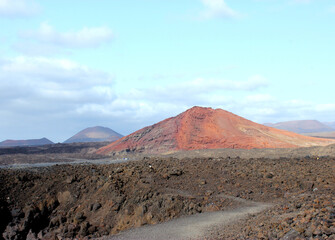 View of the intersting landscape of the volcanic island of Lanzarote.
