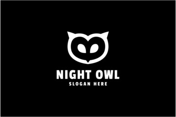 Night owl logo design template. Pictorial animal symbol. business company sign.