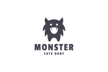 Monster cute logo design template. Pictorial animal symbol. business company sign.