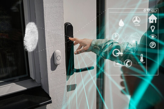 Person using fingerprint door lock