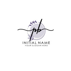 PB Luxury initial handwriting logo with flower template, logo for beauty, fashion, wedding, photography