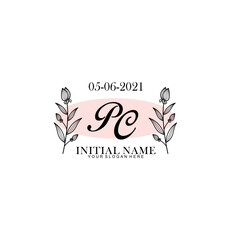 PC Initial letter handwriting and signature logo. Beauty vector initial logo .Fashion  boutique  floral and botanical