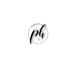 PH Initial letter handwriting and signature logo. Beauty vector initial logo .Fashion  boutique  floral and botanical