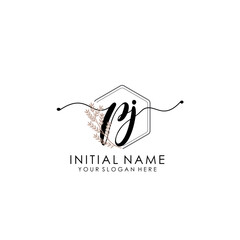 PJ Luxury initial handwriting logo with flower template, logo for beauty, fashion, wedding, photography