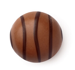 Top view of chocolate candy on white background