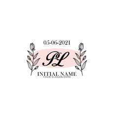 PK Initial letter handwriting and signature logo. Beauty vector initial logo .Fashion  boutique  floral and botanical