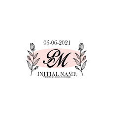 PM Initial letter handwriting and signature logo. Beauty vector initial logo .Fashion  boutique  floral and botanical