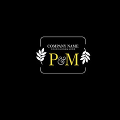 PM Beauty vector initial logo art  handwriting logo of initial signature, wedding, fashion, jewelry, boutique, floral