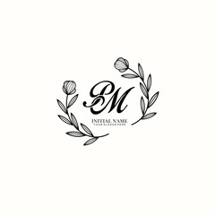 PM Initial letter handwriting and signature logo. Beauty vector initial logo .Fashion  boutique  floral and botanical