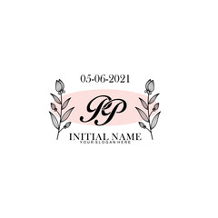 PP Initial letter handwriting and signature logo. Beauty vector initial logo .Fashion  boutique  floral and botanical