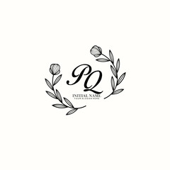 Fototapeta premium PQ Initial letter handwriting and signature logo. Beauty vector initial logo .Fashion boutique floral and botanical
