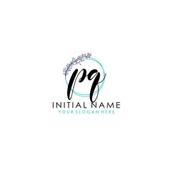 PQ Initial letter handwriting and signature logo. Beauty vector initial logo .Fashion  boutique  floral and botanical