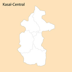High Quality map of Kasai-Central is a region of DR Congo