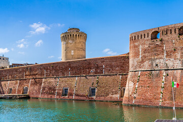 The Old Fortress, medieval fortress by the Mediteraneean sea in the port of Livorno, Tuscany, Italy
