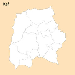 Fototapeta na wymiar High Quality map of Kef is a region of Tunisia