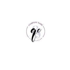 QC Initial letter handwriting and signature logo. Beauty vector initial logo .Fashion  boutique  floral and botanical