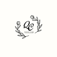 QC Initial letter handwriting and signature logo. Beauty vector initial logo .Fashion  boutique  floral and botanical