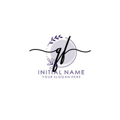 QF Luxury initial handwriting logo with flower template, logo for beauty, fashion, wedding, photography