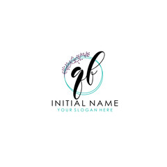 QF Initial letter handwriting and signature logo. Beauty vector initial logo .Fashion  boutique  floral and botanical